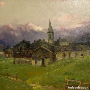Arte: Pintura antigua del paisaje italiano firmada por G. Mariani del siglo XIX.
